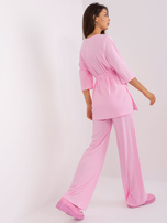 Hurt Jasnoróżowy damski komplet casualowy ze spodniami
