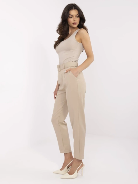 Ciemnobeżowe materiałowe spodnie cygaretki