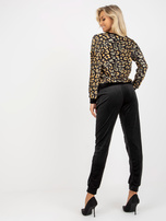 Hurt Czarno-żółty komplet welurowy z bluzą w panterkę RUE PARIS