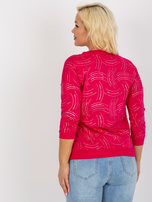 Hurt Fuksjowa damska bluzka plus size z dekoltem w serek