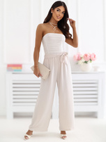 Jasnobeżowe szerokie spodnie z wiskozy