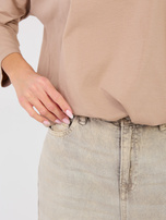 Ciemnobeżowa bawełniana bluzka basic RUE PARIS 