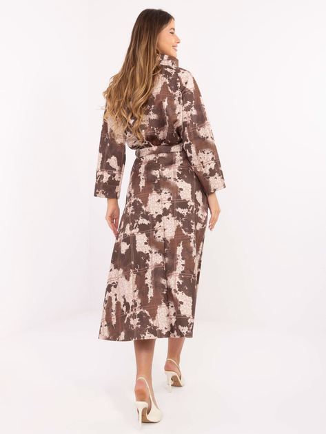 Khaki-jasnobeżowa zamszowa spódnica z printem