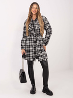 Czarno-biały płaszcz w kratę Raquel