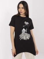 Czarna damska bluzka ze zwierzęcym nadrukiem