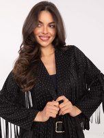 Czarna zamszowa kurtka z frędzlami