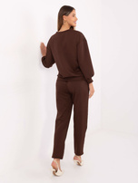 Brązowy dwuczęściowy komplet z koronką