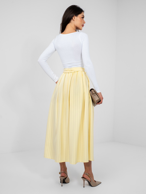 Pastelowa żółta garniturowa spódnica w paski