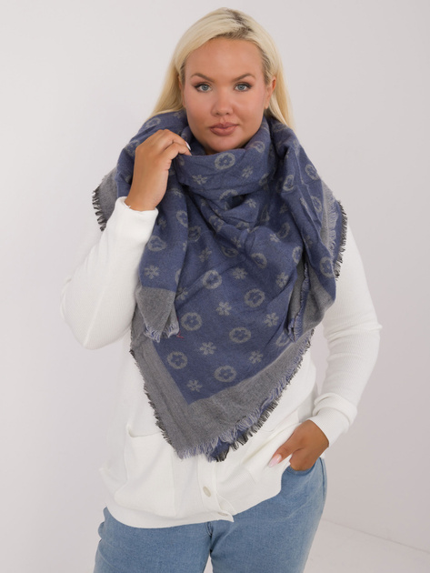 Hurtownia Niebiesko-szary ciepły szal damski z wełną