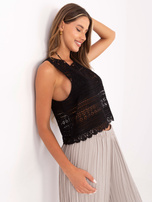 Czarny ażurowy top w stylu boho