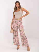 Brudnoróżowe garniturowe spodnie w kwiaty RUE PARIS