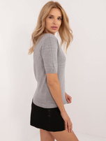 Hurtownia Szary klasyczny sweter z okrągłym dekoltem