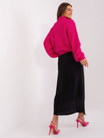 Hurtownia Fuksjowy damski sweter oversize z golfem