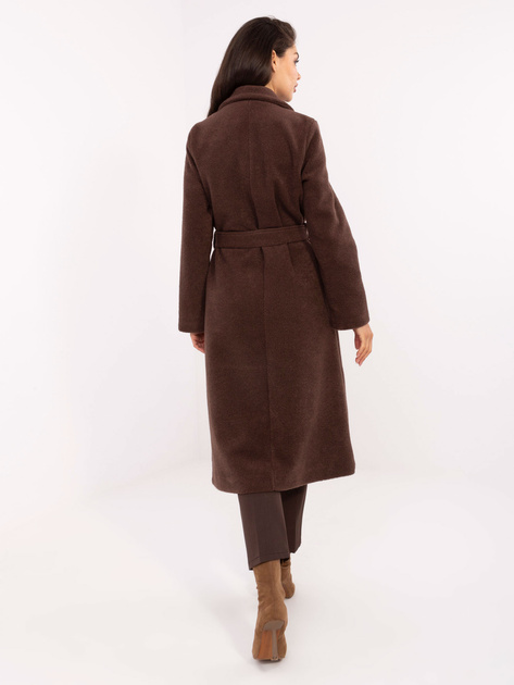 Brązowy klasyczny płaszcz z paskiem