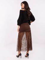 Brązowa maxi spódnica z rozkloszowanym dołem