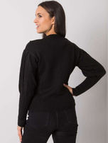 Czarny sweter z ozdobnymi rękawami Salamanca RUE PARIS