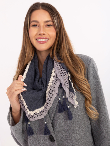 Ciemnoniebieska trójkątna chusta z wiskozy