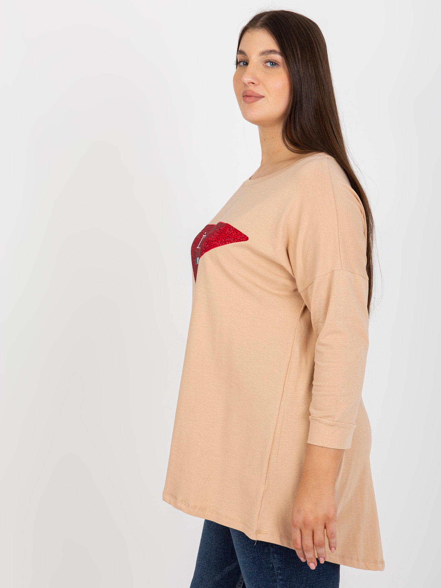 Hurt Beżowa bluzka plus size z bawełny