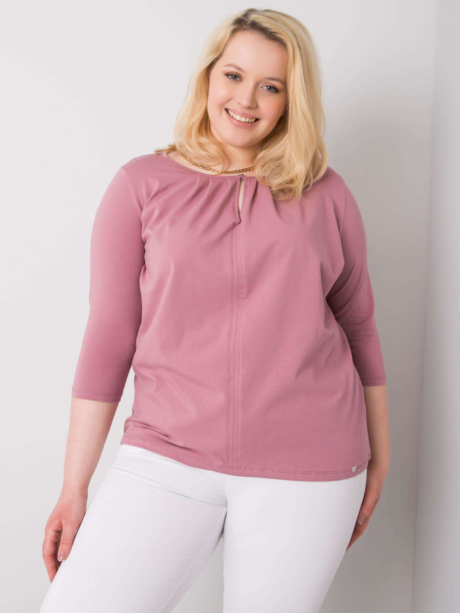 Brudnoróżowa bluzka plus size z bawełny Jodie