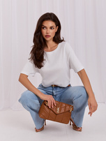 Biały bawełniany t-shirt basic RUE PARIS