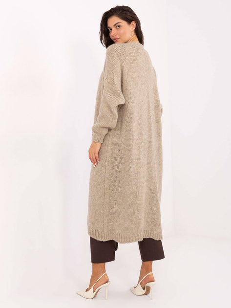 Beżowy długi kardigan z kieszeniami