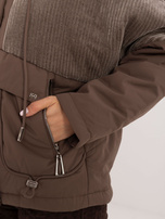 Hurt Brązowa kurtka z sztruksowymi wstawkami