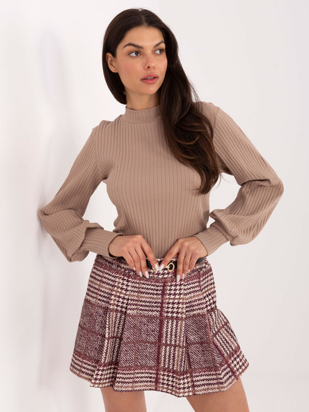 Burgundowe spódnico-szorty z plisowaniem