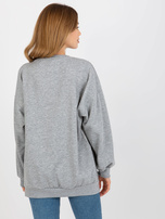 Hurt Szara luźna bluza oversize bez kaptura z haftem