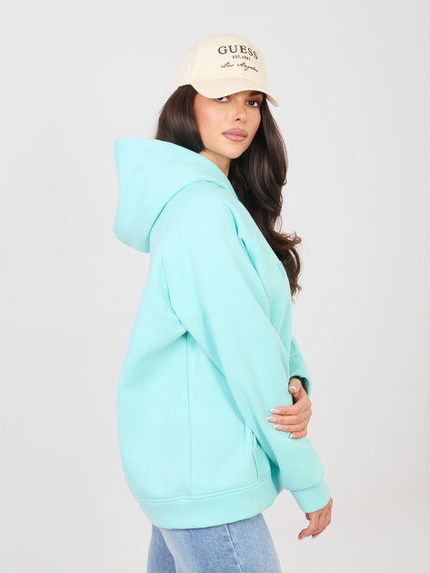 Miętowa ocieplana bluza oversize z haftem RUE PARIS