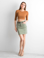 Khaki dopasowana spódnica jeansowa