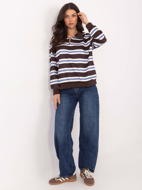 Czekoladowa damska bluza oversize w paski