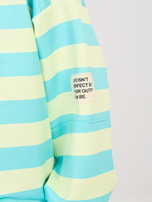 Miętowo-żółty dresowy komplet z bluzą w paski