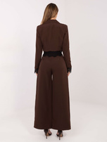 Brązowe eleganckie spodnie z zakładkami RUE PARIS 