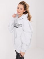 Jasnoszara damska bluza oversize z ociepleniem