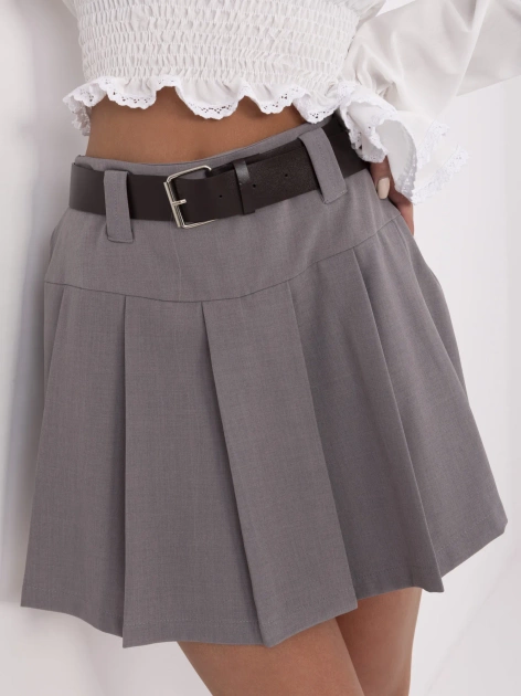 Szare damskie spódnico-spodenki z gumką w pasie