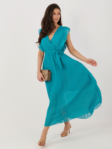 Morska letnia sukienka z kopertowym dekoltem RUE PARIS