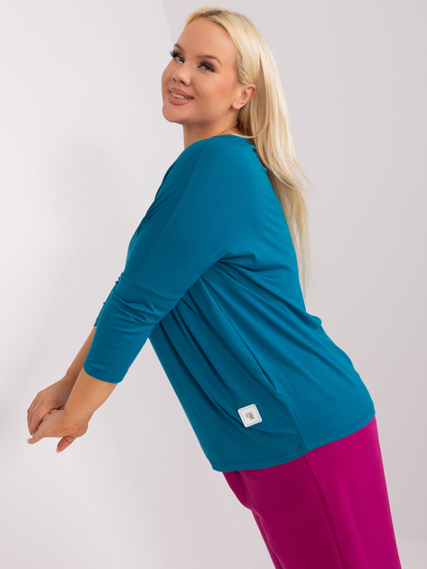 Hurt Morska bawełniana bluzka plus size z rękawem 3/4