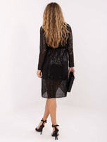 Czarna kopertowa sukienka z cekinami