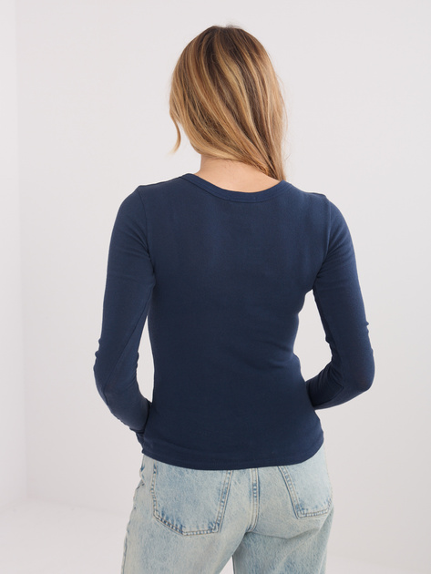 Granatowa bluzka basic z długim rękawem