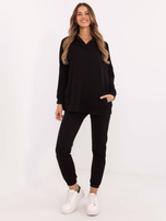 Hurtownia Czarny damski komplet basic ze spodniami