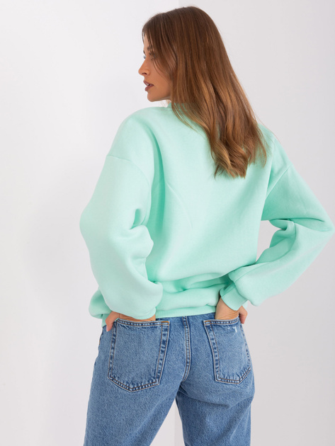 Hurt Miętowa damska bluza bez kaptura z napisem