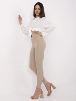 Beige women's leggings with ruching at the back.