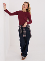 Bordowa damska bluzka basic z bawełny 