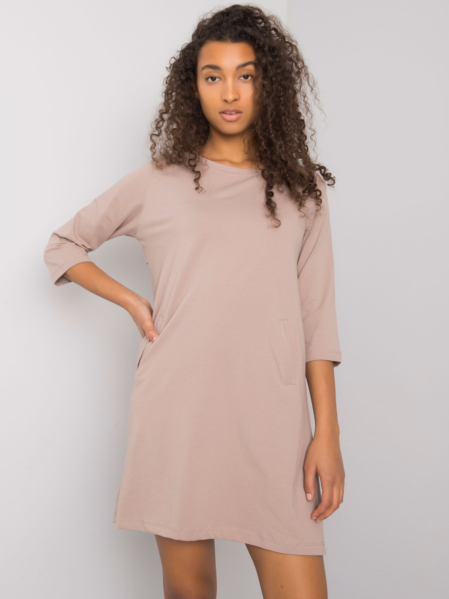 Dark beige dress with pockets Ellidy RUE PARIS.
