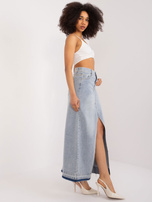 Hurt Jasnoniebieska długa spódnica jeansowa z rozcięciem