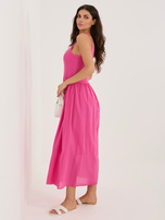 Fuksjowa bawełniana sukienka z podszewką