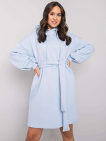 Jasnoniebieska sukienka dresowa z paskiem Raella