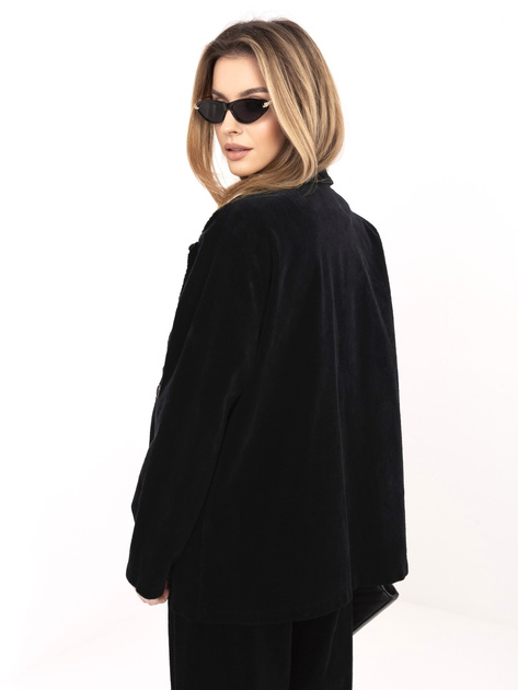 Czarna sztruksowa marynarka z imitacją kieszeni RUE PARIS