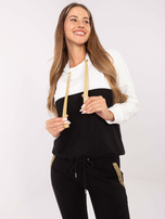 Hurt Ecru-czarny damski komplet dresowy ze spodniami