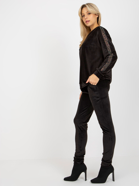 Hurt Czarny dwuczęściowy komplet welurowy z aplikacją